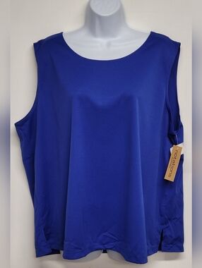 Notations Woman 2X Top Cobalt Blue Sleeveless Flowy Vintage New
